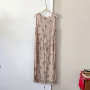 Button back linen blend dress